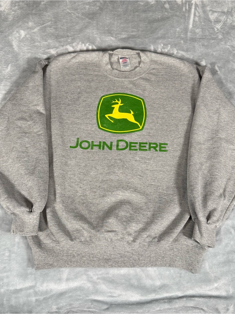 Vintage John Deere Crewneck Sweatshirt Mens Large Fleece Gray Y2K